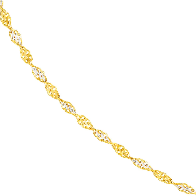 14K Yellow Gold 2.1mm Two-Tone Dorica Chain Necklace with Lobster Lock