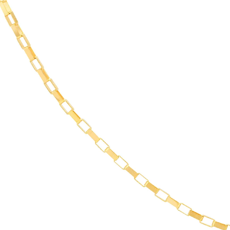 14K Yellow Gold 0.88mm Long Box Chain Necklace with Spring Ring