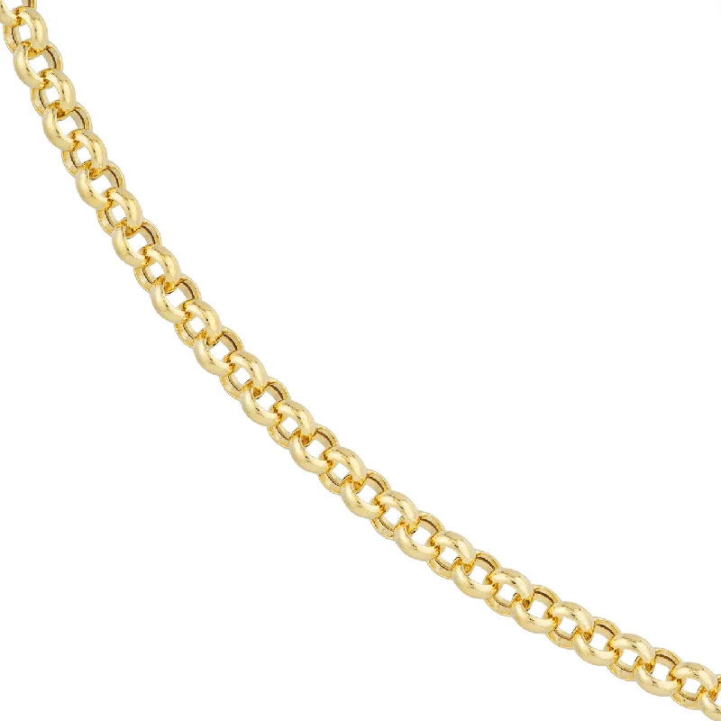 14K Yellow Gold 6.5mm Rolo Chain Necklace with Lobster Lock - Hollow