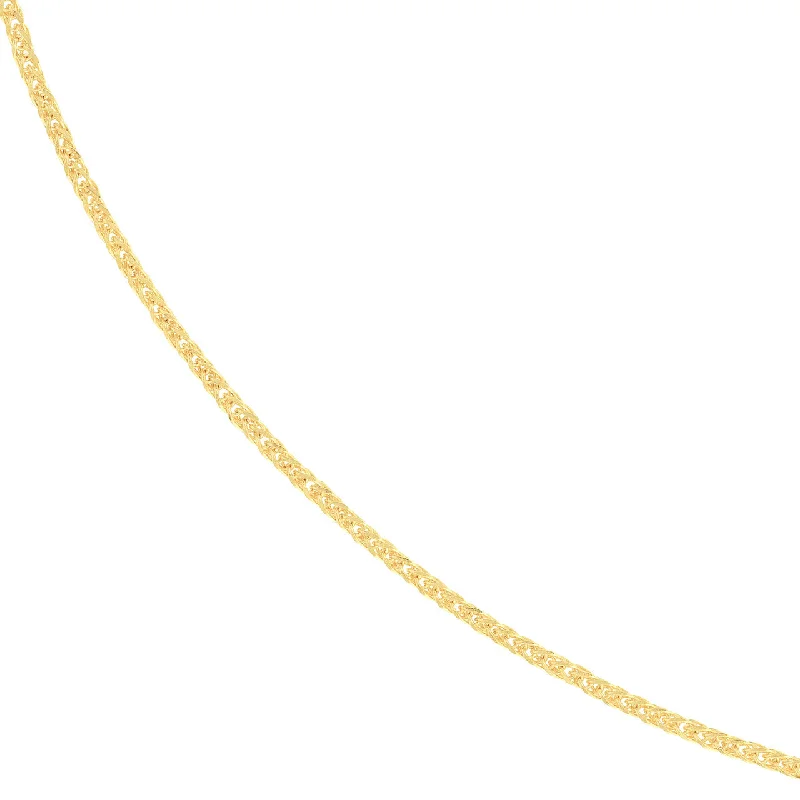 14K Yellow Gold or White Gold 1.15mm Adjustable Square Wheat Chain Necklace with Lobster Lock