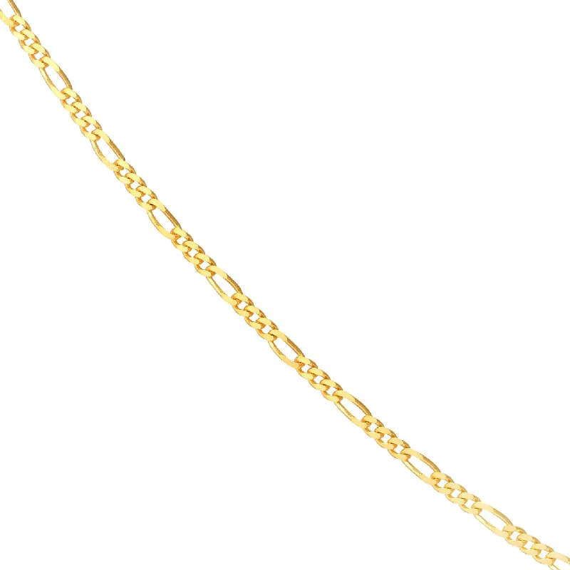 14K Yellow Gold Or White Gold 1.28mm Adjustable Figaro Choker Chain Necklace with Spring Ring