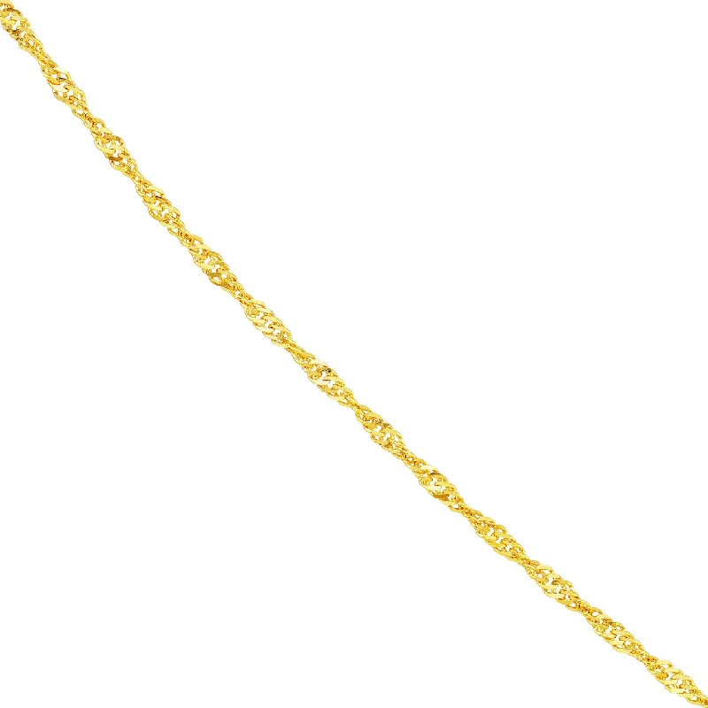 14K Yellow Gold or White Gold 1.7mm Hollow Singapore Chain Necklace with Lobster Lock