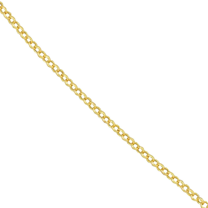 14K Yellow Gold or White Gold or Rose Gold Hollow 1.5mm Rolo Chain Necklace with Lobster Lock