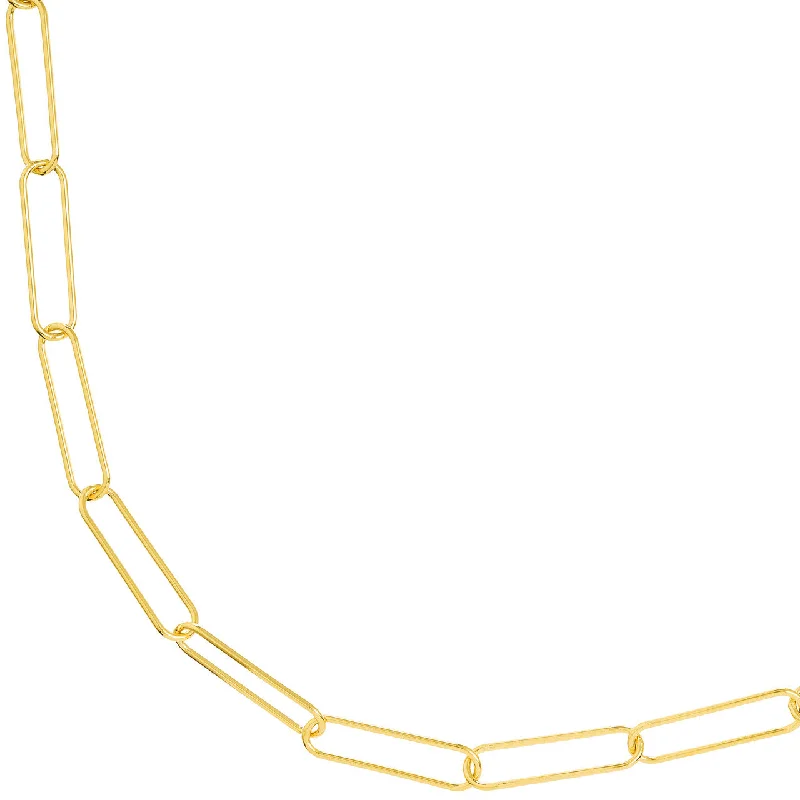 14K Yellow Gold 6.7mm Round Paperclip Chain Necklace with Lobster Lock