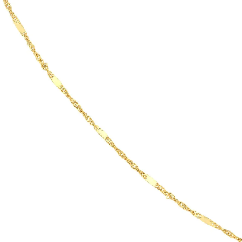 14K Yellow Gold 1.75mm Singapore Flat Saturn Chain Necklace with Lobster Clasp