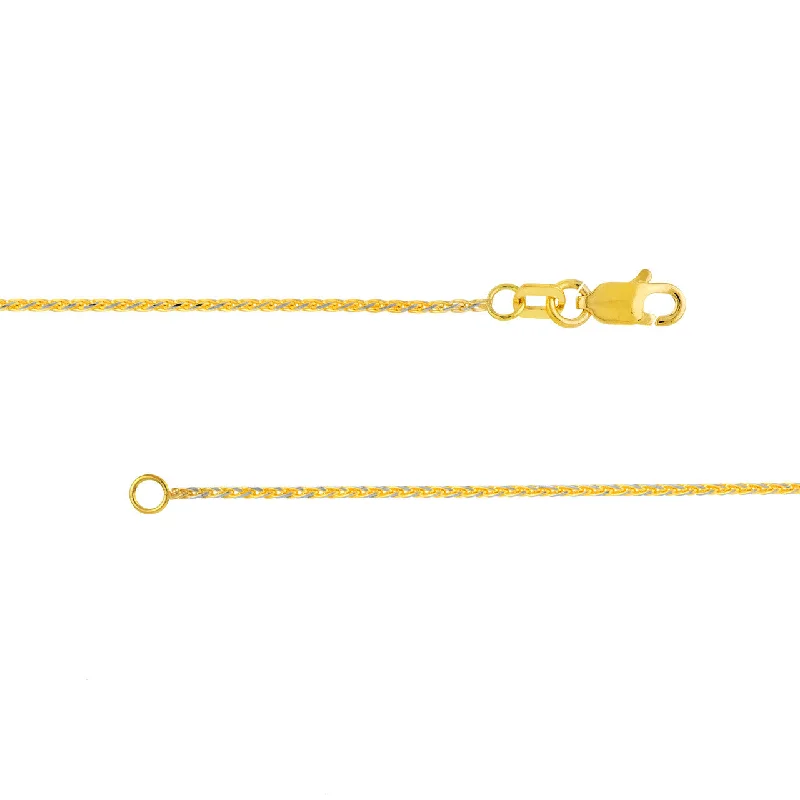 14K Two-Tone Gold 1mm Wheat Chain Necklace with Lobster Lock