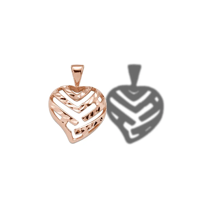 Aloha Heart Pendant in Rose Gold - 15mm