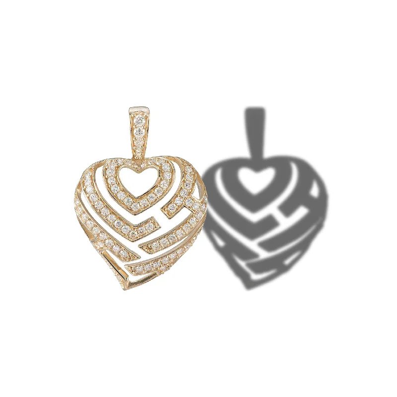 Aloha Heart Pendant in Gold with Diamonds - 18mm