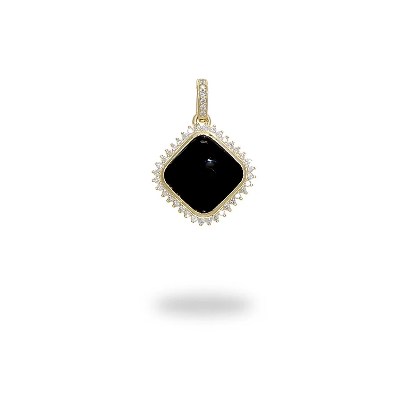 Black Coral Pendant in Gold with Diamonds