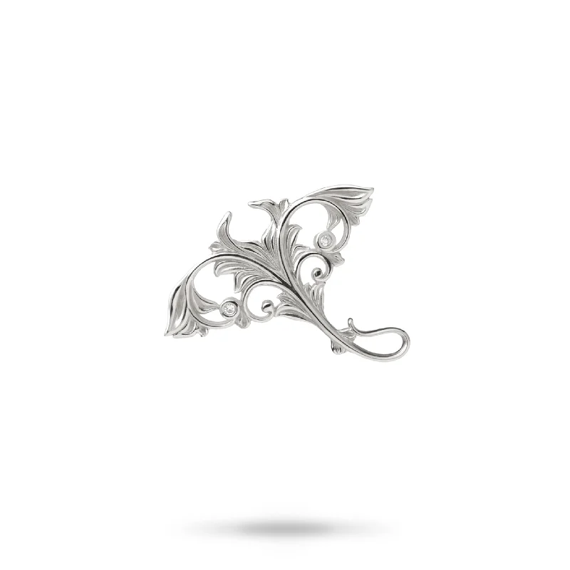 Living Heirloom Manta Ray Pendant in White Gold with Diamonds - 23mm