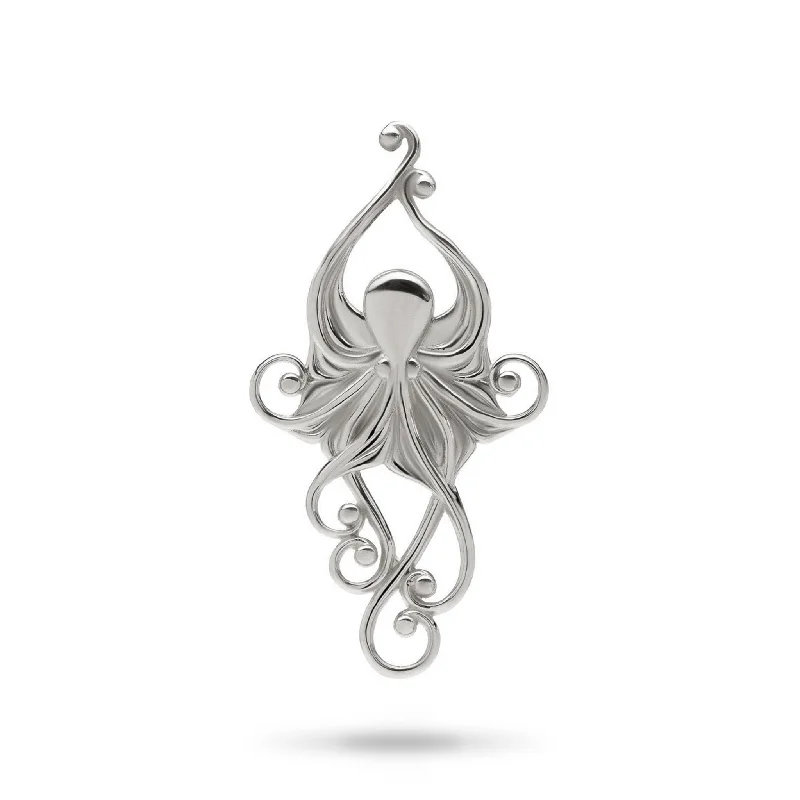 Living Heirloom Octopus Pendant in White Gold -36mm