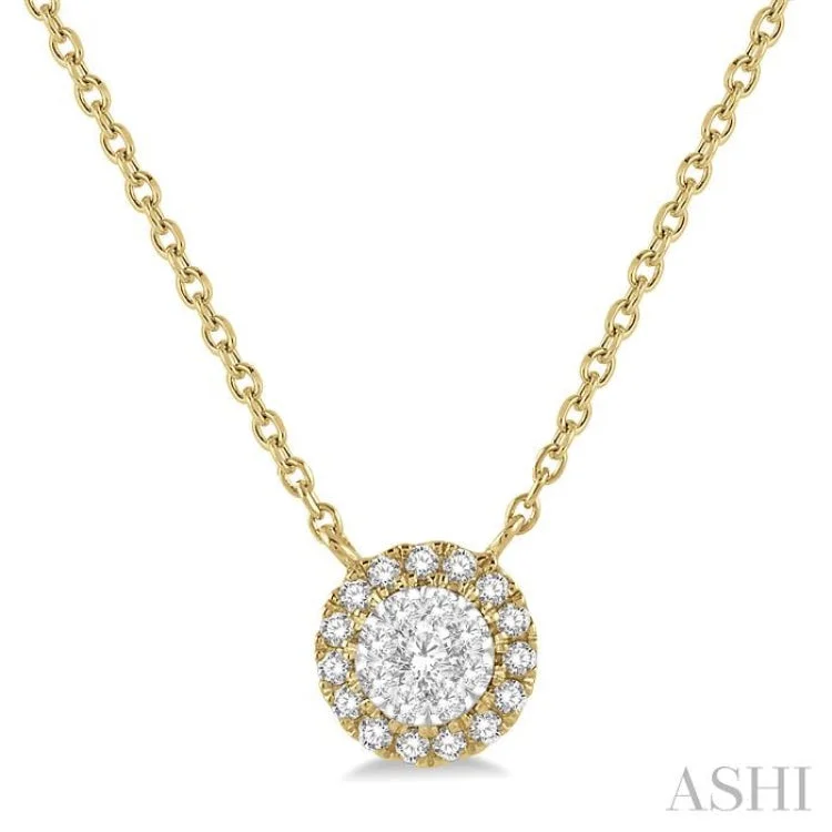 1/6 ctw Circular Pendant Round Cut Diamond Lovebright Necklace in 14K Yellow and White Gold