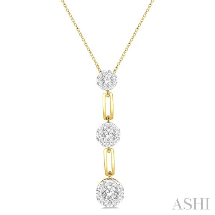 1/2 ctw Lovebright Round Cut Diamond Paper Clip Link Pendant With Chain in 14K Yellow and White Gold