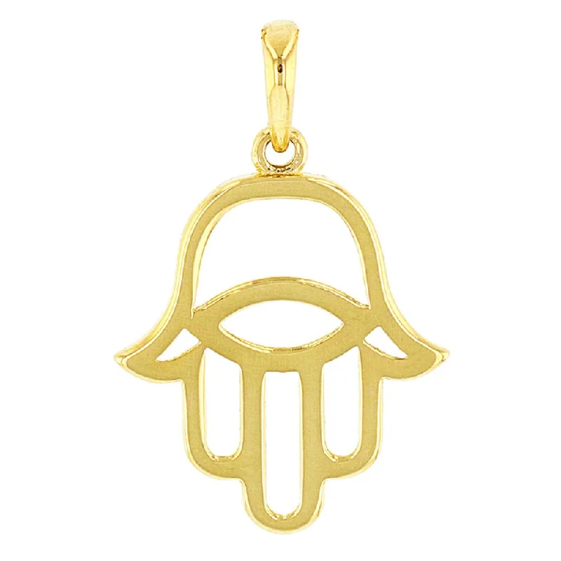 Religious by Jewelry America Solid 14K Gold Hamsa Hand of Fatima with Evil Eye Charm Pendant