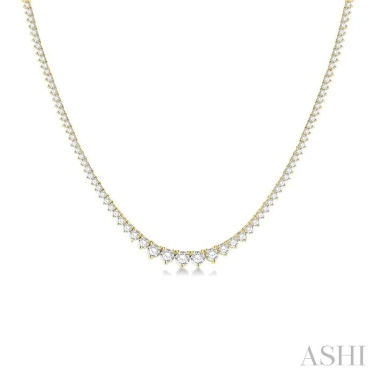 5 Ctw Riviera Round Cut Diamond Necklace in 14K Yellow Gold