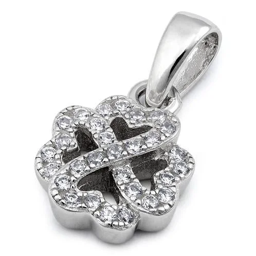 Sterling Silver Clover Leaf CZ Pendant