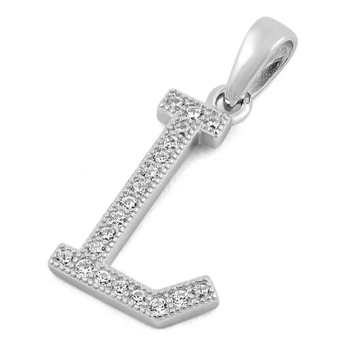 Sterling Silver Letter L CZ Pendant