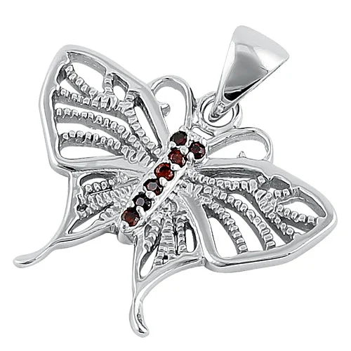 Sterling Silver Butterfly CZ Pendant