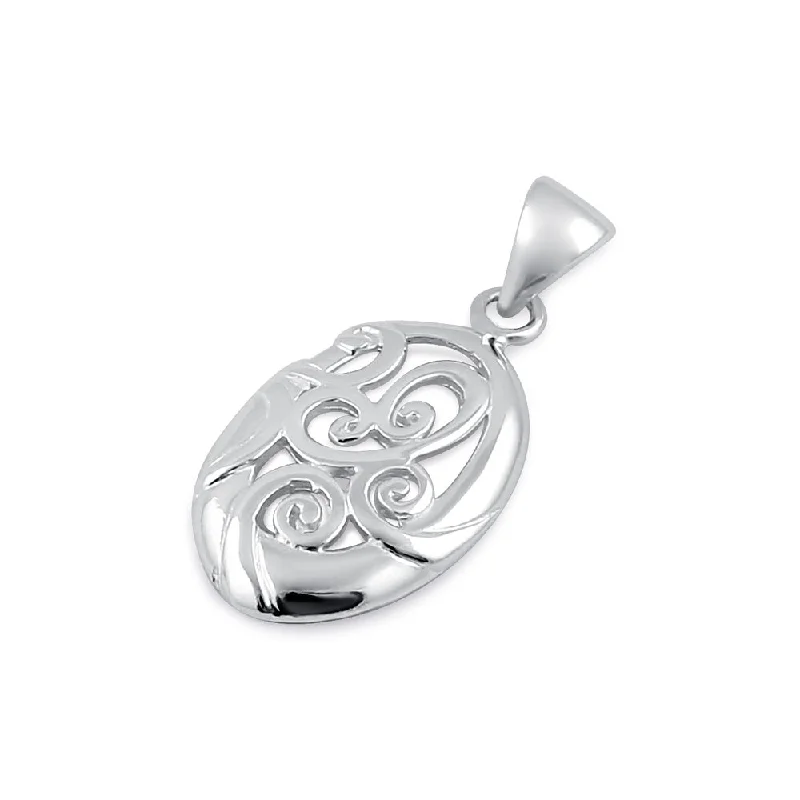 Sterling Silver Oval Filigree Pendant