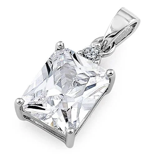 Sterling Silver Rectangular CZ Pendant