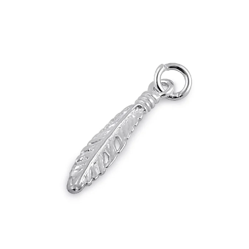 Sterling Silver Trendy Feather Pendant