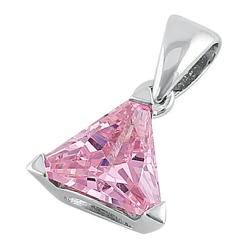 Sterling Silver Triangle Pink Pendant