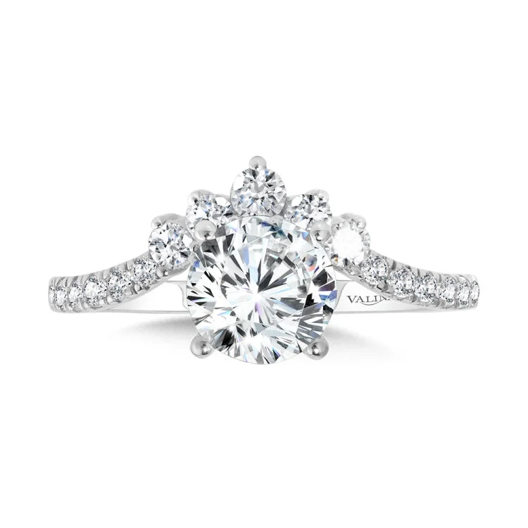 Chevron-Shaped Hidden Halo Diamond Engagement Ring