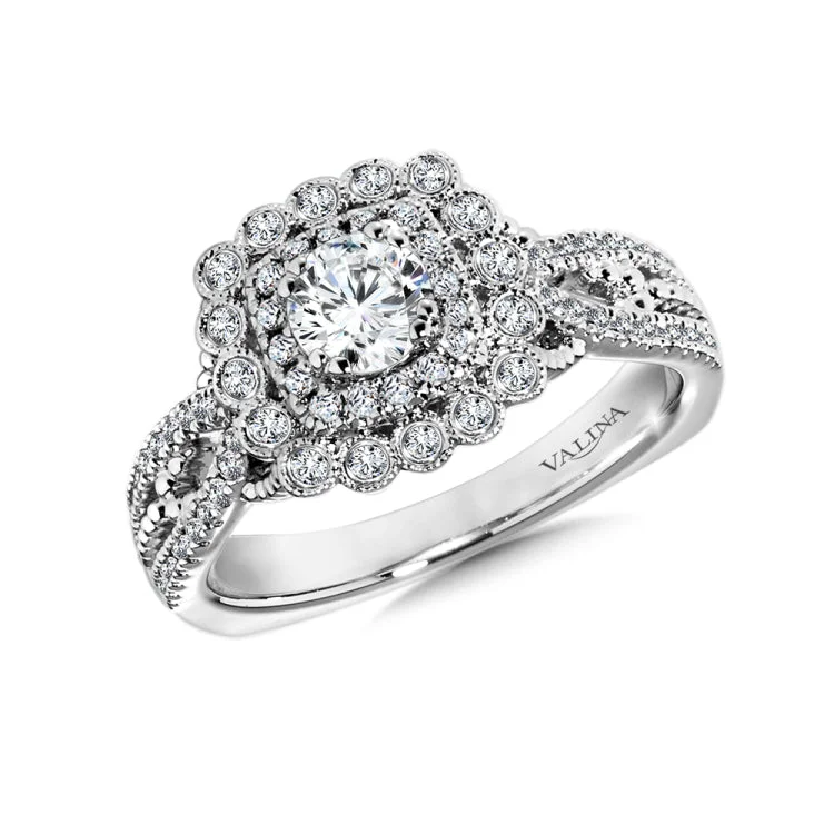 Cushion shape double halo Engagement Ring