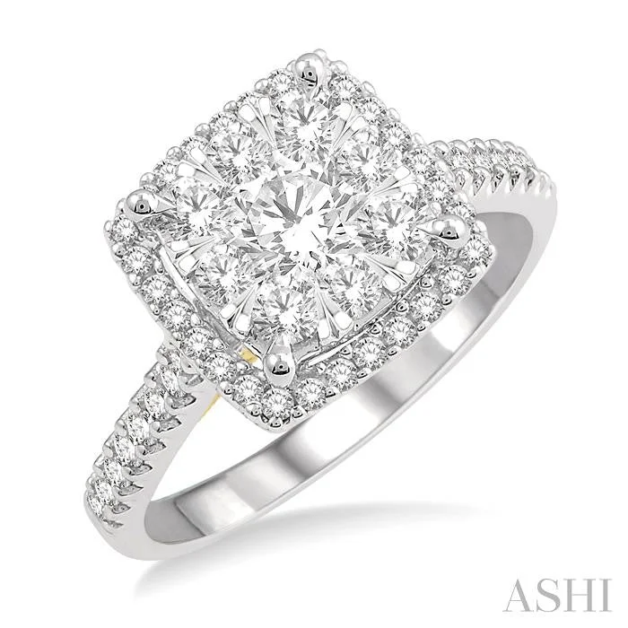 CUSHION SHAPE HALO LOVEBRIGHT ESSENTIAL DIAMOND ENGAGEMENT RING