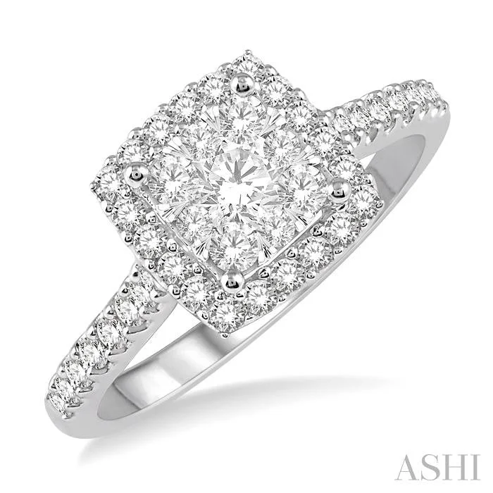 CUSHION SHAPE HALO LOVEBRIGHT ESSENTIAL DIAMOND ENGAGEMENT RING