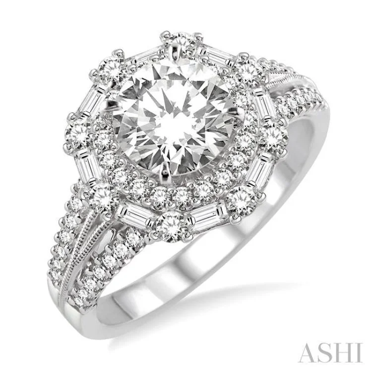 1 1/10 Ctw Diamond Semi-Mount Engagement Ring in 14K White Gold