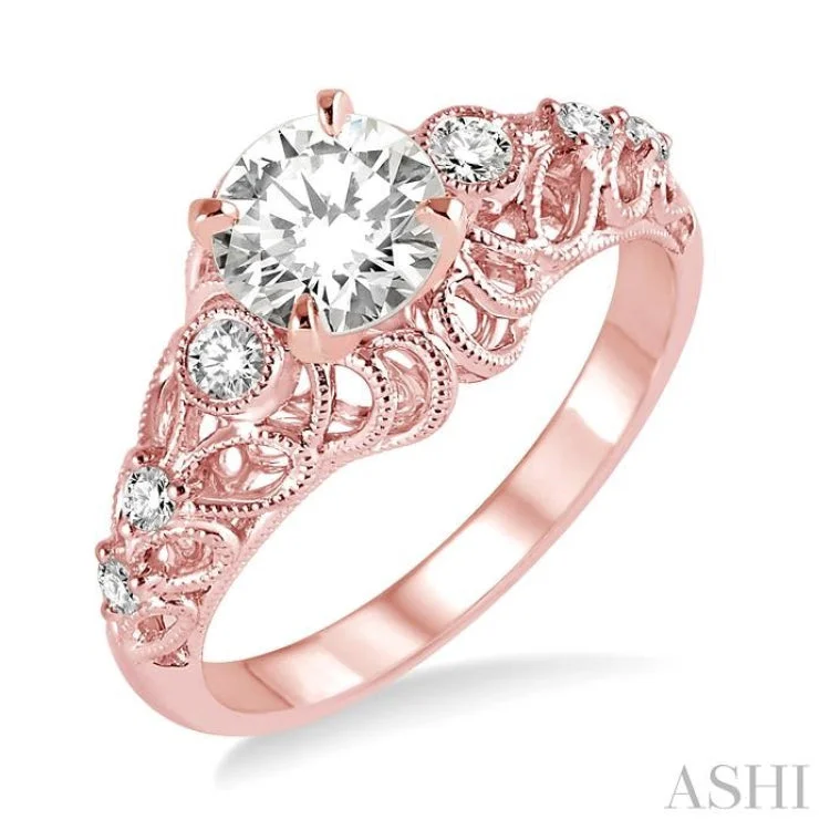 1/6 Ctw Diamond Semi-mount Engagement Ring in 14K Rose Gold