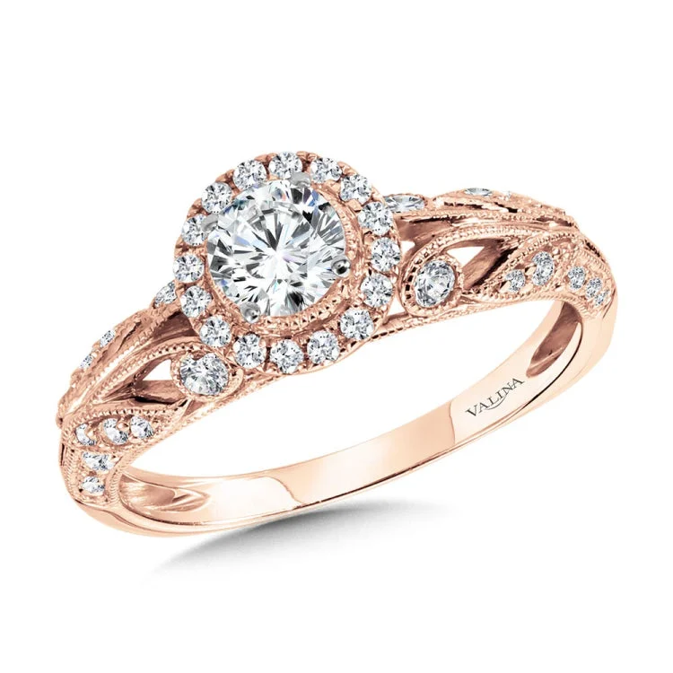 Vintage Milgrain & Filigree Accented Halo Engagement Ring