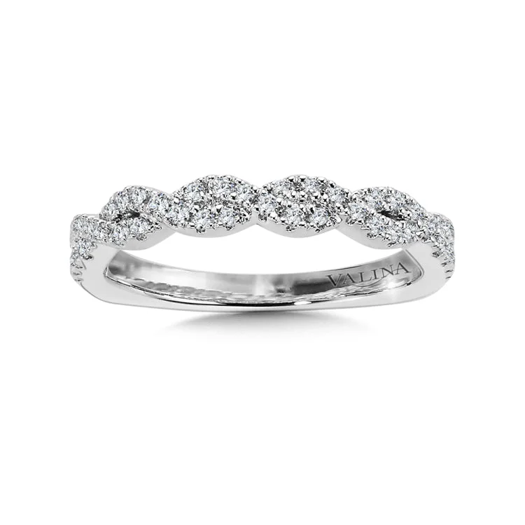 Diamond crisscross Wedding Band