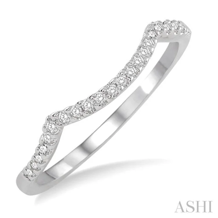 1/10 Ctw Round Cut Diamond Wedding Band in 14K White Gold