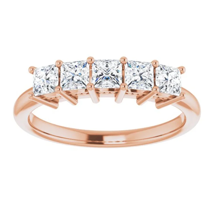 14K Rose 3/4 CTW Natural Diamond Anniversary Band