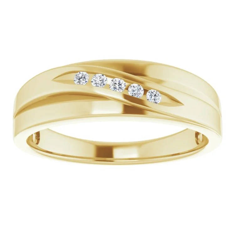 14K Yellow 1.7 mm Round 1/10 CTW Natural Diamond Wedding Band