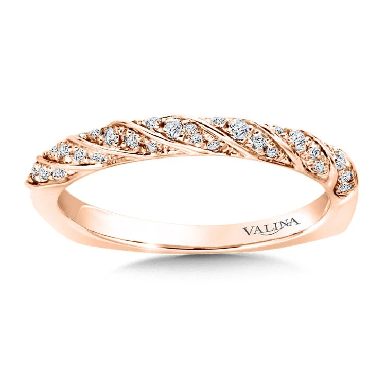 Straight Spiral Stackable Diamond Wedding Band