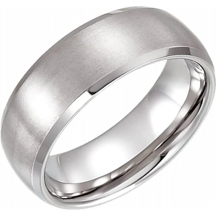 Tungsten 8 mm Beveled-Edge Band with Satin Finish Size 13