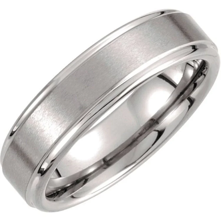 Tungsten 6 mm Satin and Polished Edge Band Size 11