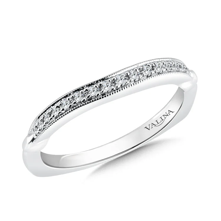 True fit matching diamond wedding band and a beautiful reminder of that special day for years to come.