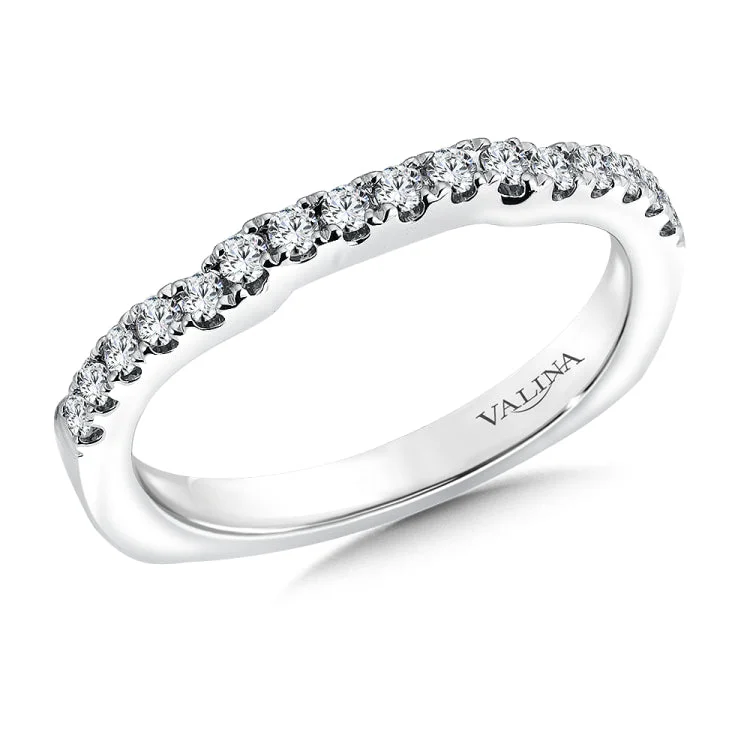 True fit matching diamond wedding band and a beautiful reminder of that special day for years to come.