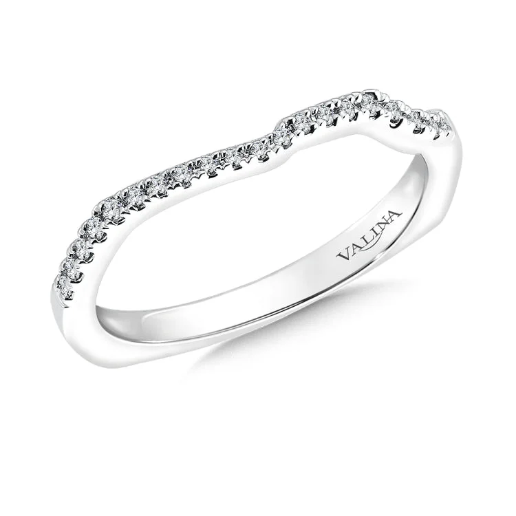 True fit matching diamond wedding band and a beautiful reminder of that special day for years to come.