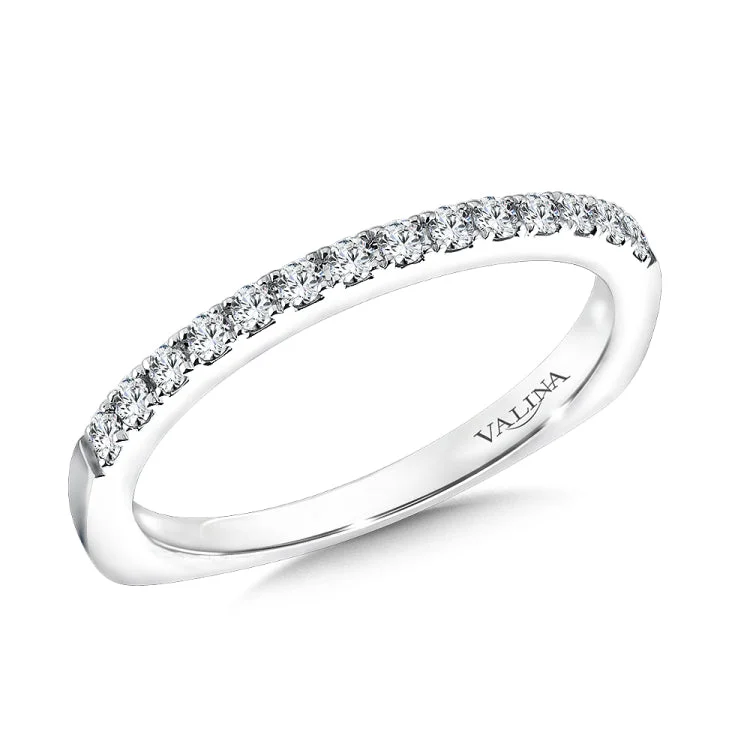 True fit matching diamond wedding band and a beautiful reminder of that special day for years to come.