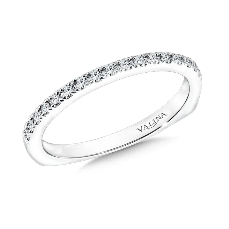 True fit matching diamond wedding band and a beautiful reminder of that special day for years to come.