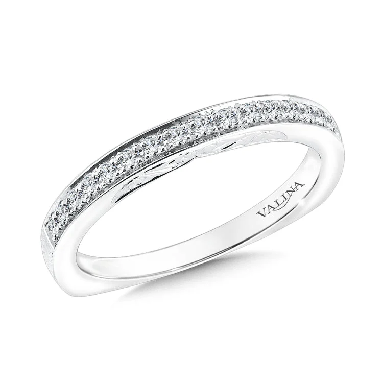 True fit matching diamond wedding band and a beautiful reminder of that special day for years to come.