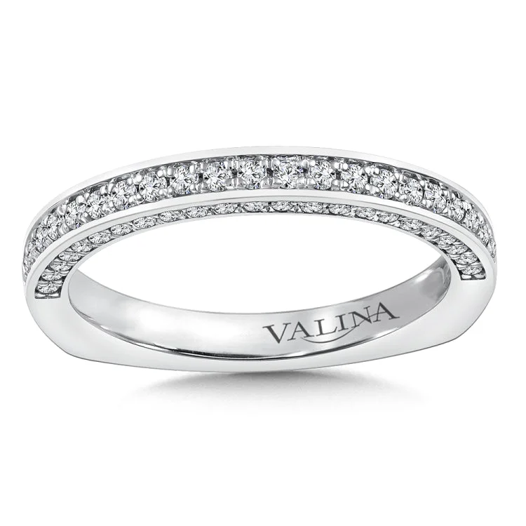 True fit matching diamond wedding band and a beautiful reminder of that special day for years to come.