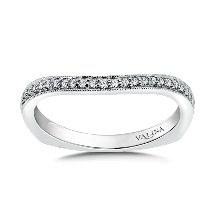 True fit matching diamond wedding band and a beautiful reminder of that special day for years to come.