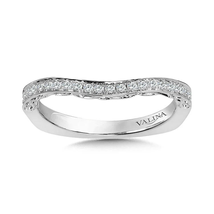 True fit matching diamond wedding band and a beautiful reminder of that special day for years to come.