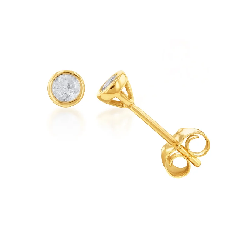 9ct Yellow Gold 1/5 Carat Diamond Stud Earrings